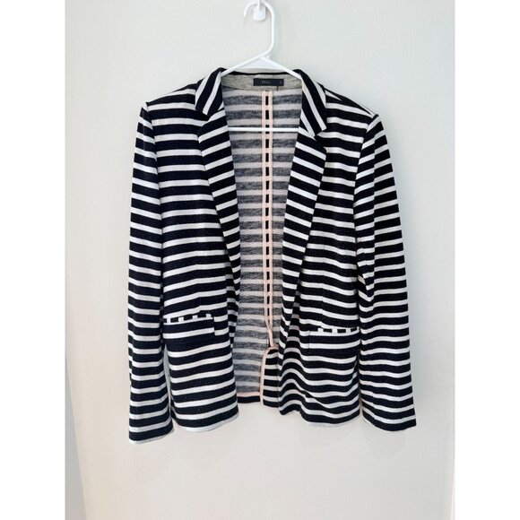 THML Womens Black & White Striped Blazer Small Elbow Patch Detail - Picture 1 of 7